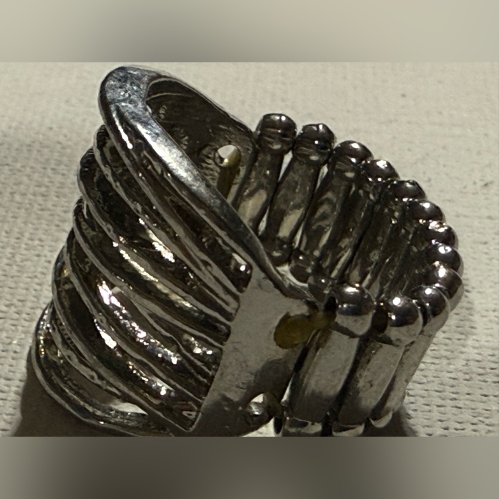 Silver Statement Ring With Industrial Design - image 3